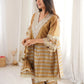 Incredible Golden Mirror Work Tissue Party Wear Co-ord Set With Batwa