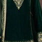 Women Ethnic Motifs Embroidered Regular Velvet Kurta with Farshi & With Dupatta