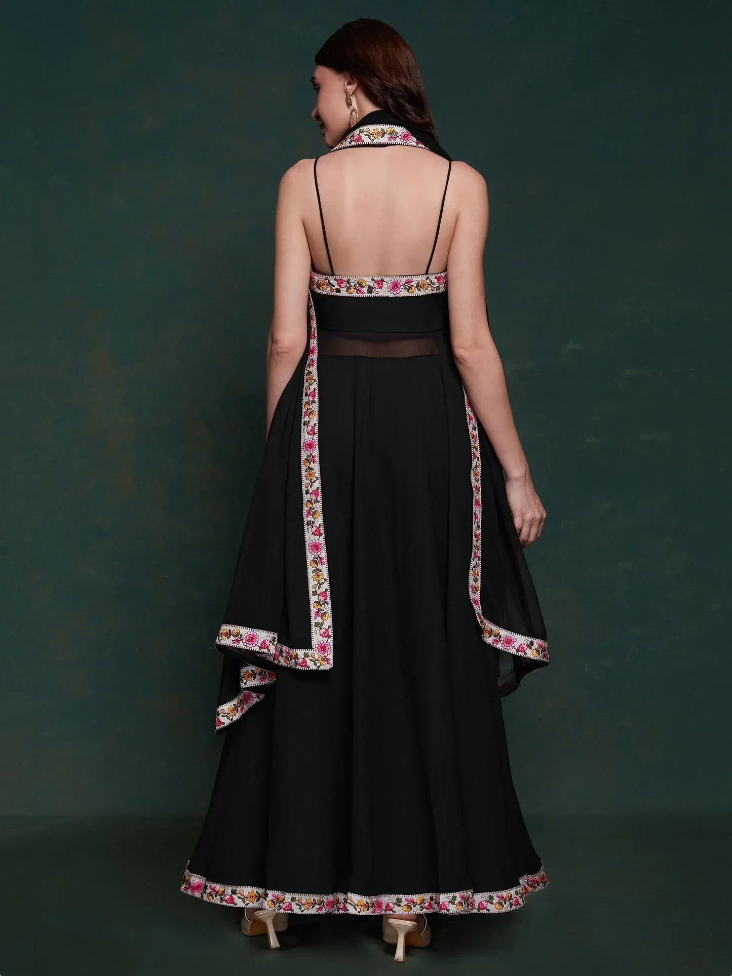 Black Georgette Party Wear Long Suit With Dupatta