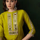 Embellished Mirror Work Roman Silk Tunic With Dhoti Pant