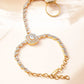 18KT Gold-Plated Cubic Zirconia Studded Hand Harness Ring Bracelet