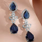 American Diamond Zirconia Blue Floral Necklace Set