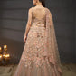 Peach - Multi Sequins Embroidered Net Semi-Stitched Bridal Lehenga choli