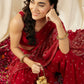 Crop Top with Sharara Saree and frill Dupatta in Ethnic Motifs