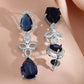 American Diamond Zirconia Blue Floral Necklace Set
