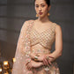 Peach - Multi Sequins Embroidered Net Semi-Stitched Bridal Lehenga choli