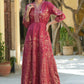 Maroon Ethnic Motif Printed Rayon Anarkali Dress