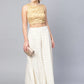 White Ethnic Motif Printed Rayon Flared Women Palazzo With One Pocket