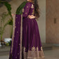 Intricate Georgette Sequins Embroidered Gown With Dupatta