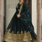 Intricate Georgette Sequins Embroidered Gown With Dupatta