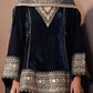 Women Ethnic Motifs Embroidered Regular Velvet Kurta with Farshi & With Dupatta
