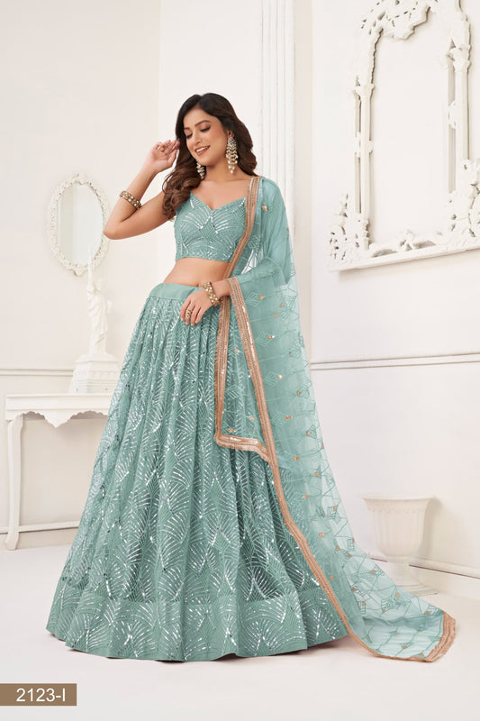 Butterfly Aqua Blue Lehenga Choli