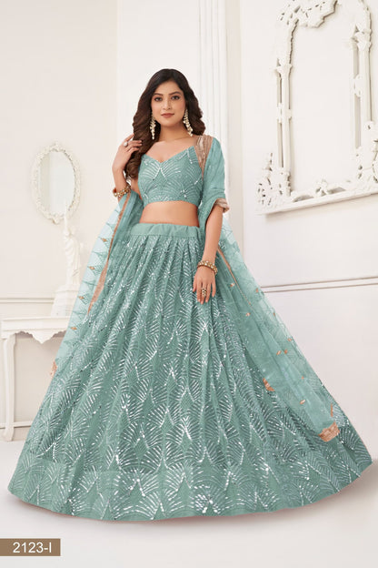 Butterfly Aqua Blue Lehenga Choli