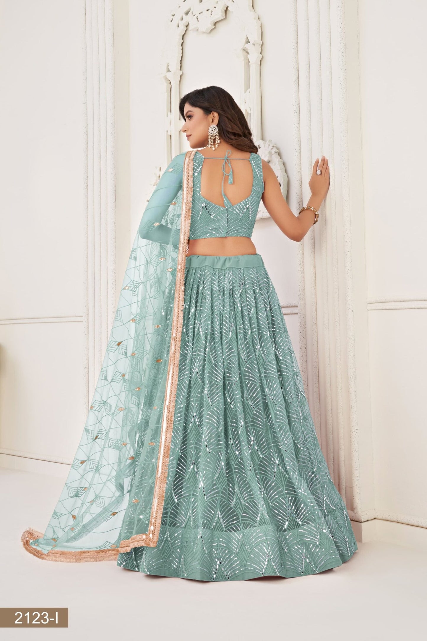 Butterfly Aqua Blue Lehenga Choli