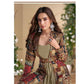 Mehendi Green Patchwork Jacket Style Anarkali Suit with Ethnic Prints