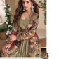 Mehendi Green Patchwork Jacket Style Anarkali Suit with Ethnic Prints