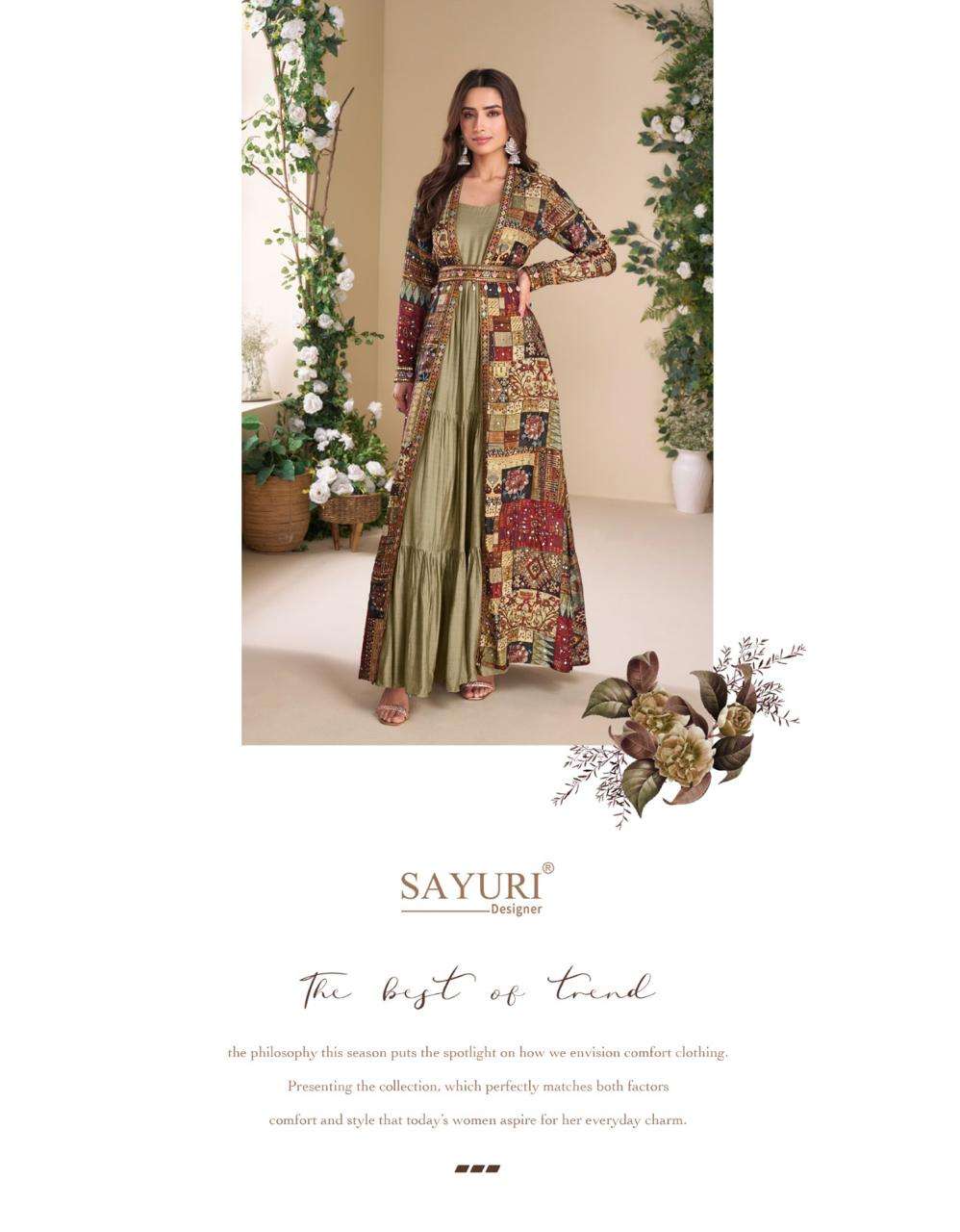 Mehendi Green Patchwork Jacket Style Anarkali Suit with Ethnic Prints