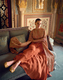 Rust Orange Embroidered Kurta Palazzo Set with Elegant Detailing