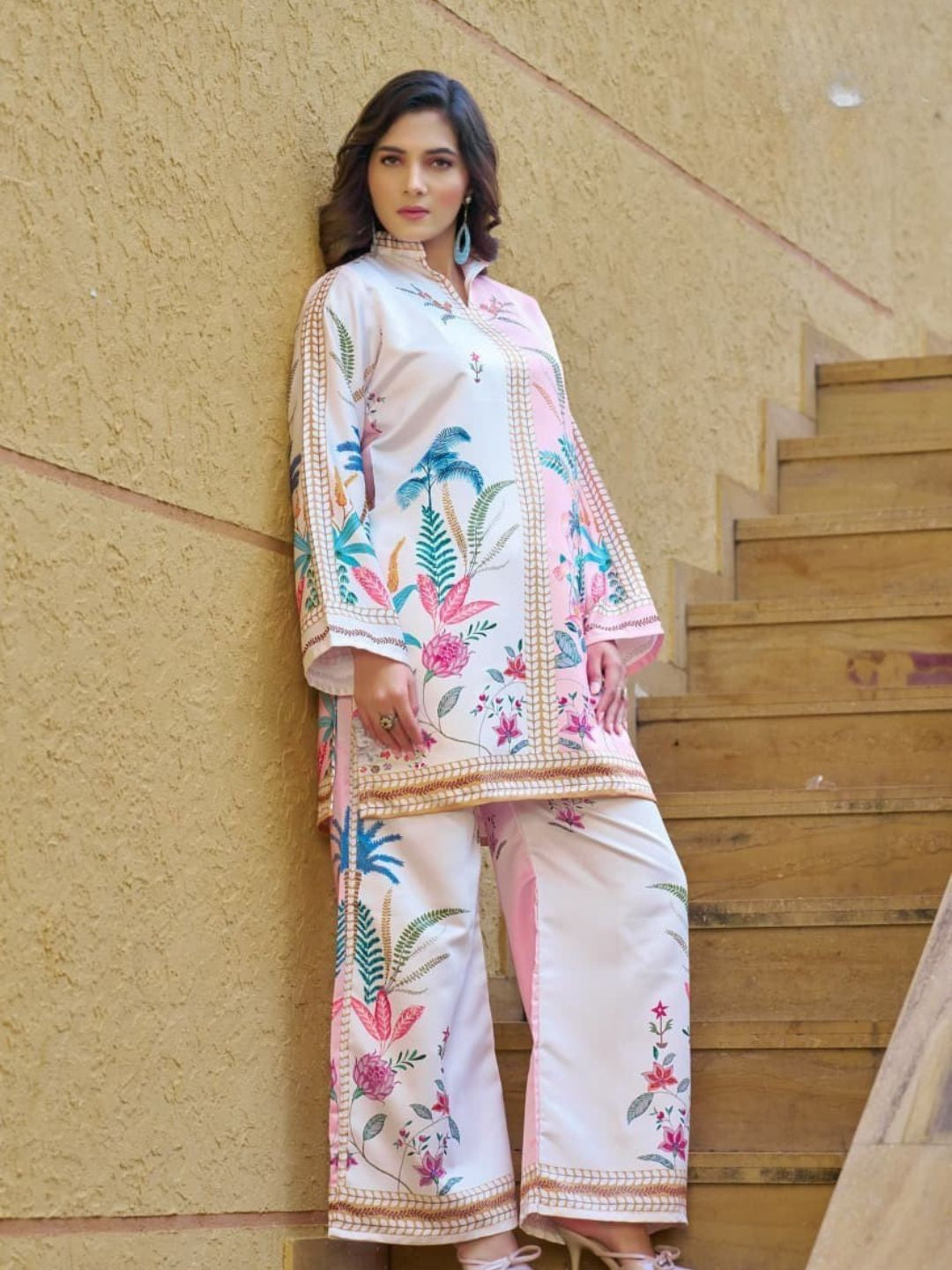 Pink Off-White Printed Co-ord Set
