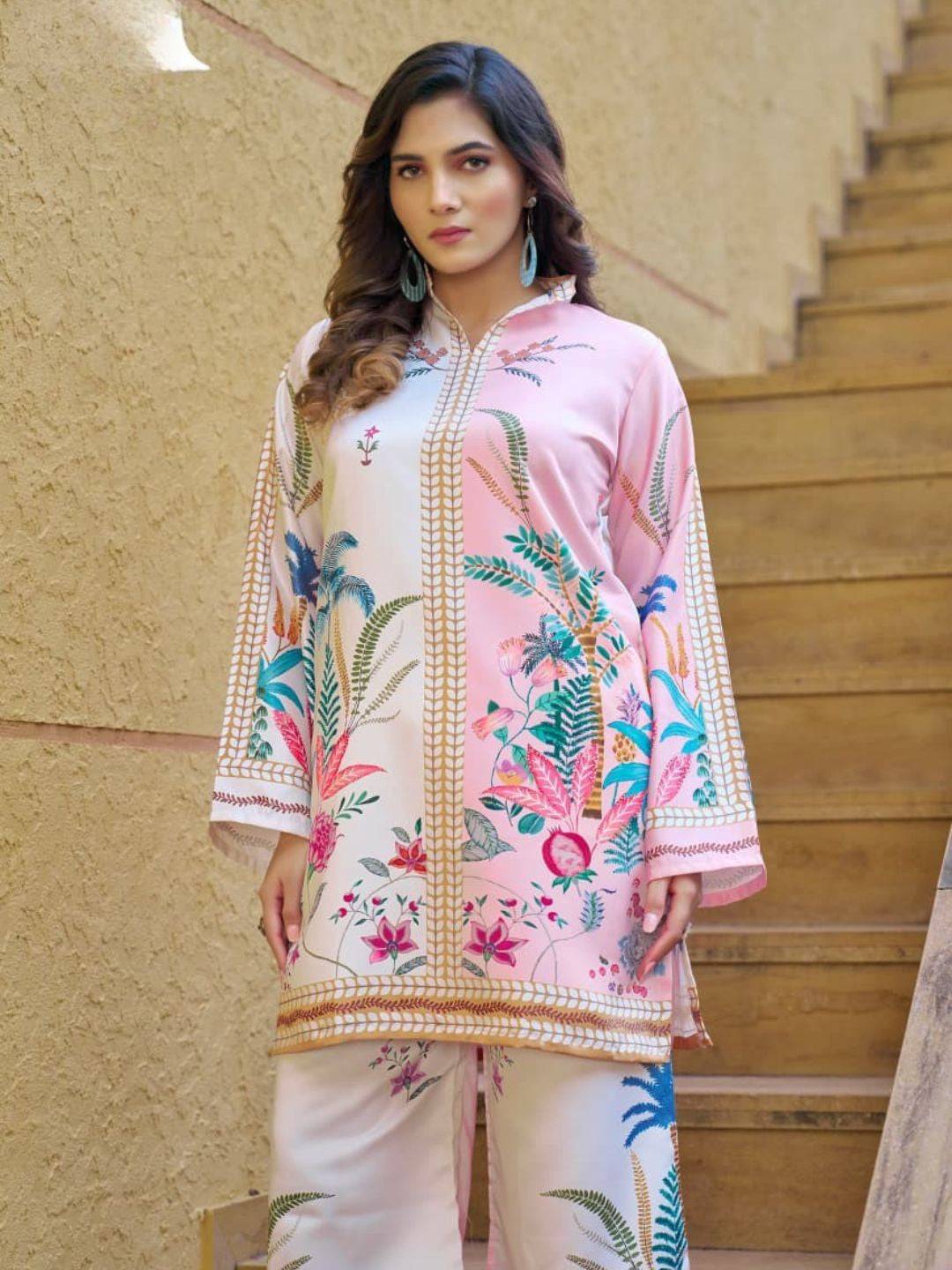 Pink Off-White Printed Co-ord Set