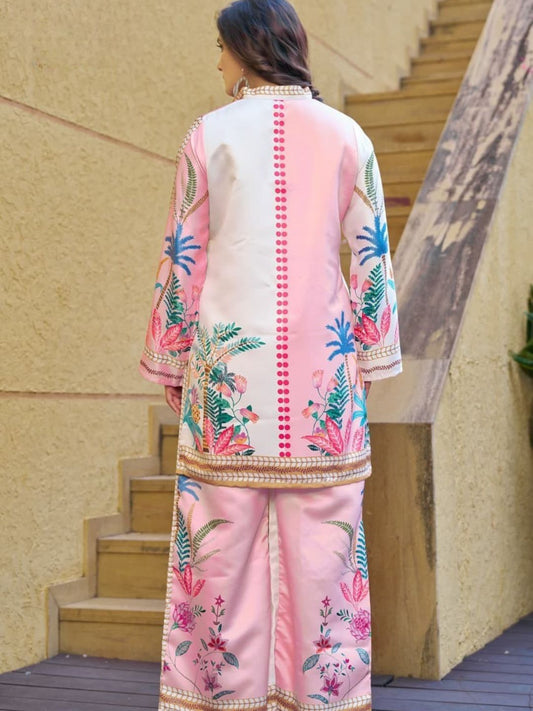Pink Off-White Printed Co-ord Set