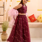 Girl Embellished Thread Work Ready to Wear Lehenga & Blouse With Dupatta