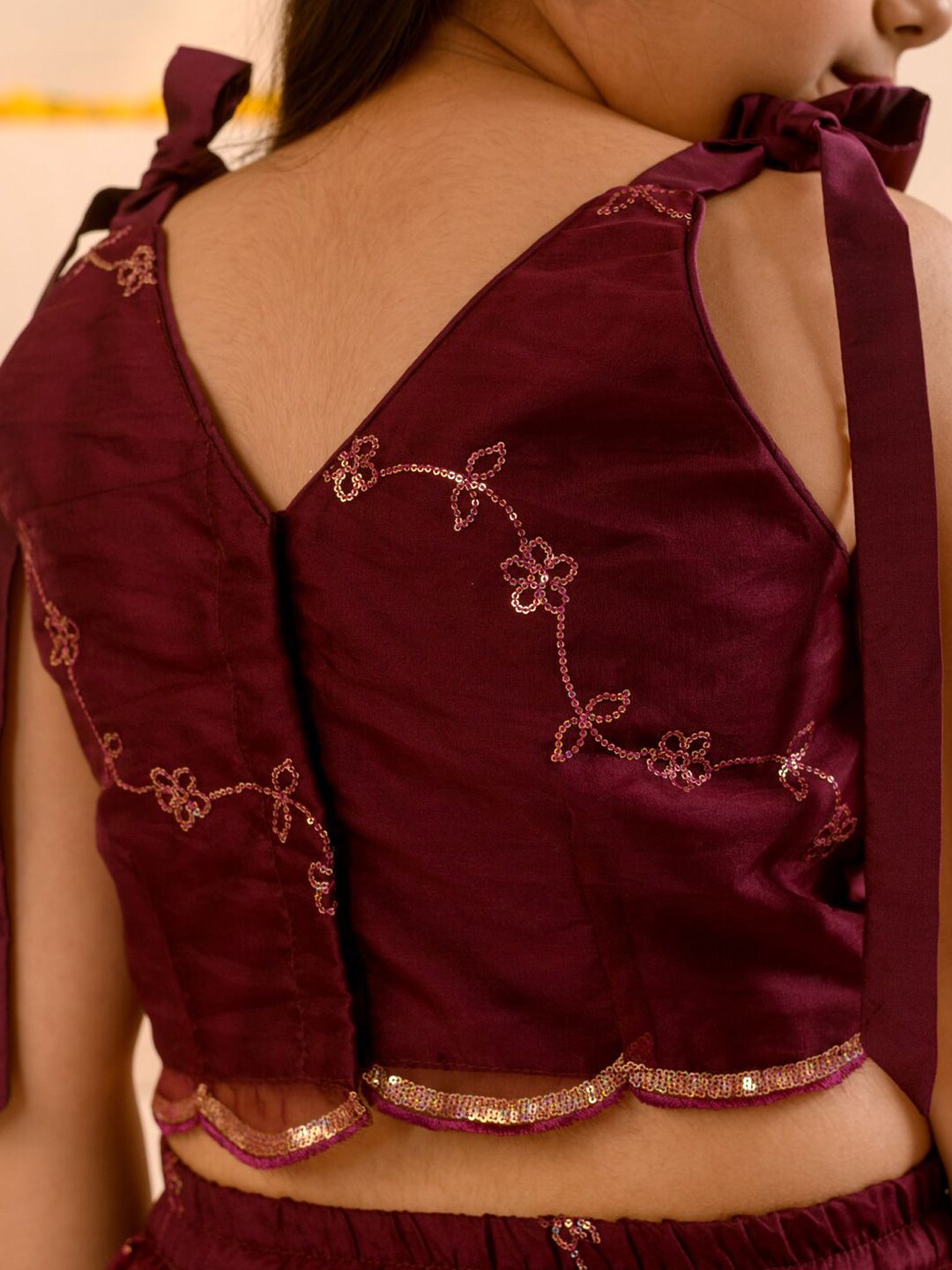 Girl Embellished Thread Work Ready to Wear Lehenga & Blouse With Dupatta
