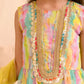 Girls Abstract Printed Sequinned Regular A-Line Kurta & Sharara With Dupatta