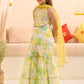 Girls Abstract Printed Sequinned Regular A-Line Kurta & Sharara With Dupatta