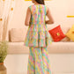 Girls Abstract Printed Sequinned Regular A-Line Kurta & Sharara With Dupatta
