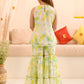 Girls Abstract Printed Sequinned Regular A-Line Kurta & Sharara With Dupatta