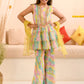 Girls Abstract Printed Sequinned Regular A-Line Kurta & Sharara With Dupatta