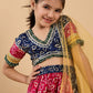 Girls Bandhani Printed Gotta Patti Cotton Lehenga With Choli And Dupatta