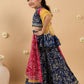 Girls Bandhani Printed Gotta Patti Cotton Lehenga With Choli And Dupatta