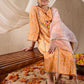 Girls Bandhani Printed Panelled Cotton Anarkali Kurta With Trouser & Dupatta