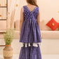Girls Bandhani Printed Pure Cotton Anarkali Kurta With Sharara