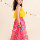 Girls Coral & Yellow Ready to Wear Lehenga Choli