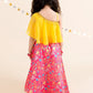 Girls Coral & Yellow Ready to Wear Lehenga Choli