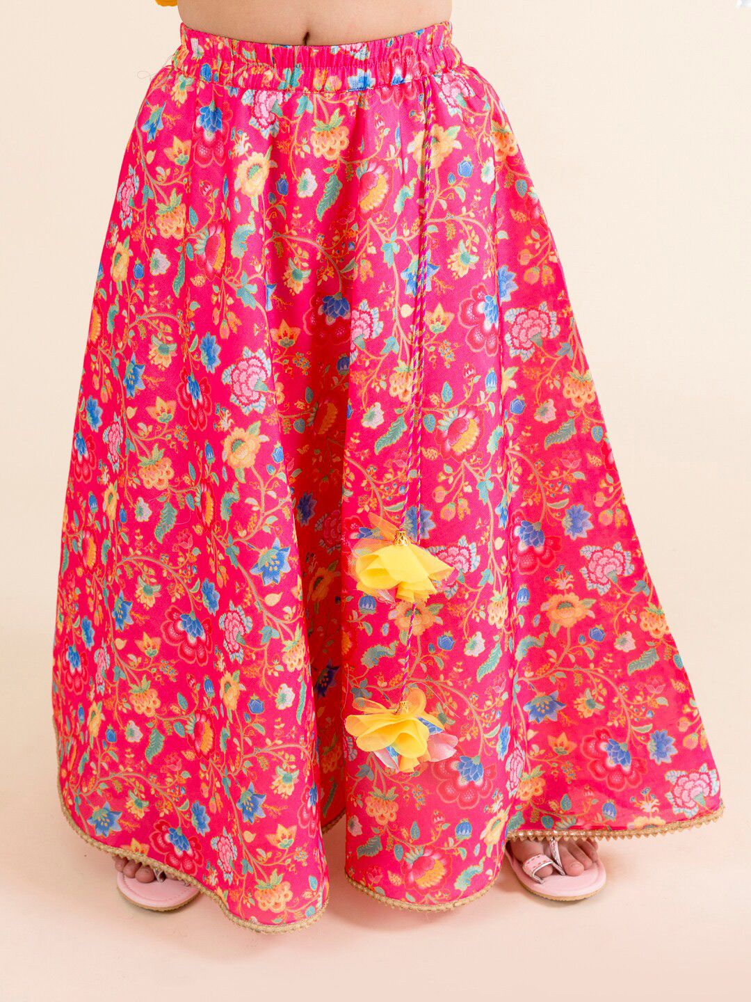 Girls Coral & Yellow Ready to Wear Lehenga Choli