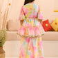 Girls Dyed Layered Gotta Patti Georgette Kurta with Sharara