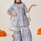 Girls Ethnic Motifs Printed Regular Kurta with Sharara & Dupatta