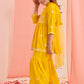Girls Floral Embroidered Empire Thread Work Kurta with Sharara & With Dupatta