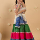 Girls Floral Embroidered Mirror Work Silk Lehenga With Choli And Dupatta