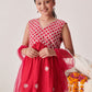 Girls Floral Embroidered Tiered Thread Work Kurta with Sharara & With Dupatta