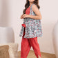 Girls Floral Printed A-Line Kurti with Dhoti Pants