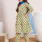 Girls Floral Printed Empire A-Line Pure Cotton Kurta with Trousers & Dupatta