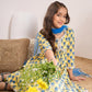 Girls Floral Printed Empire A-Line Pure Cotton Kurta with Trousers & Dupatta