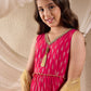 Girls Floral Printed Layered Anarkali Georgette Kurta With Palazzos & Dupatta