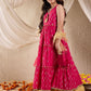 Girls Floral Printed Layered Anarkali Georgette Kurta With Palazzos & Dupatta
