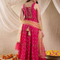 Girls Floral Printed Layered Anarkali Georgette Kurta With Palazzos & Dupatta